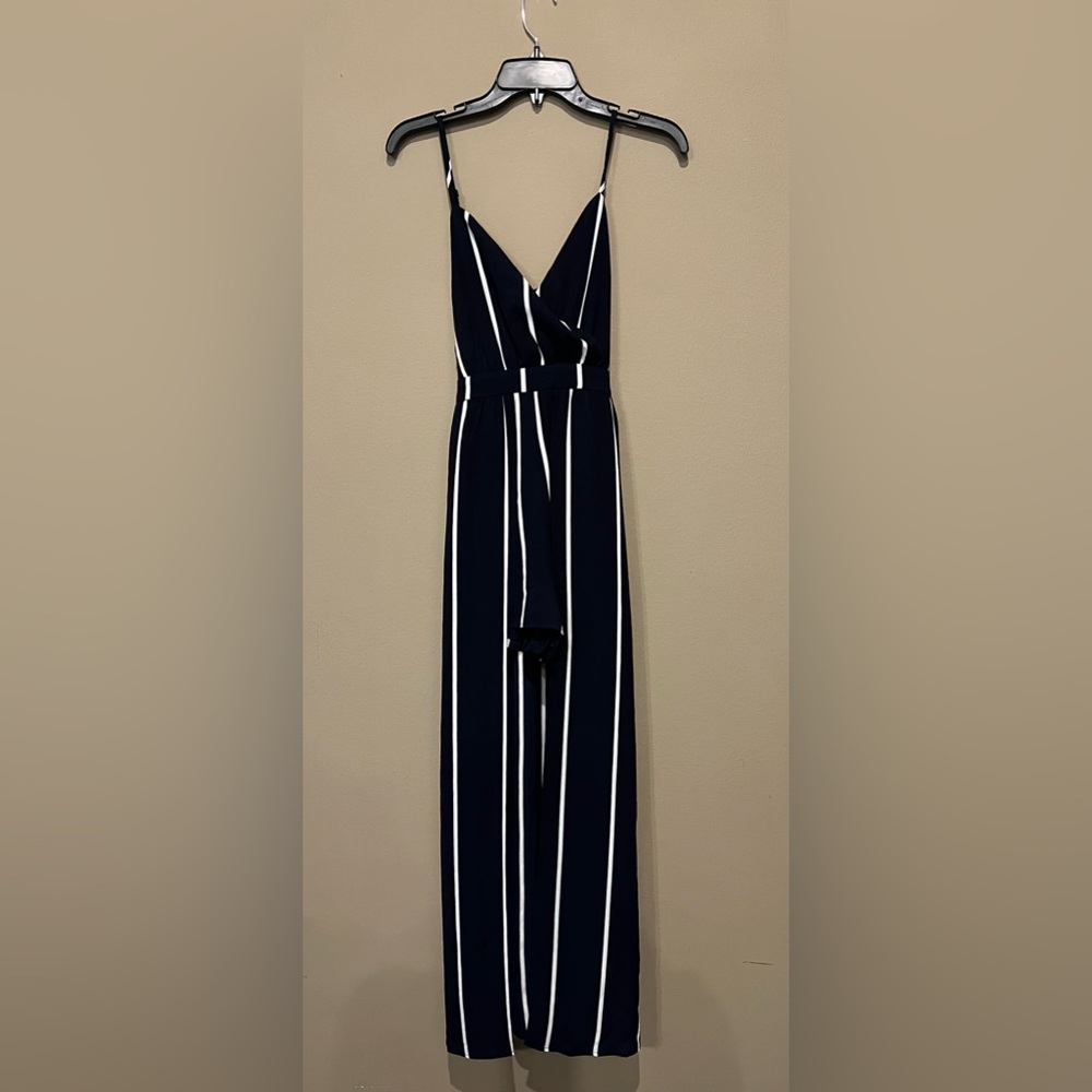 Juniors Navy and White Striped Romper with Long Skirt Size 11